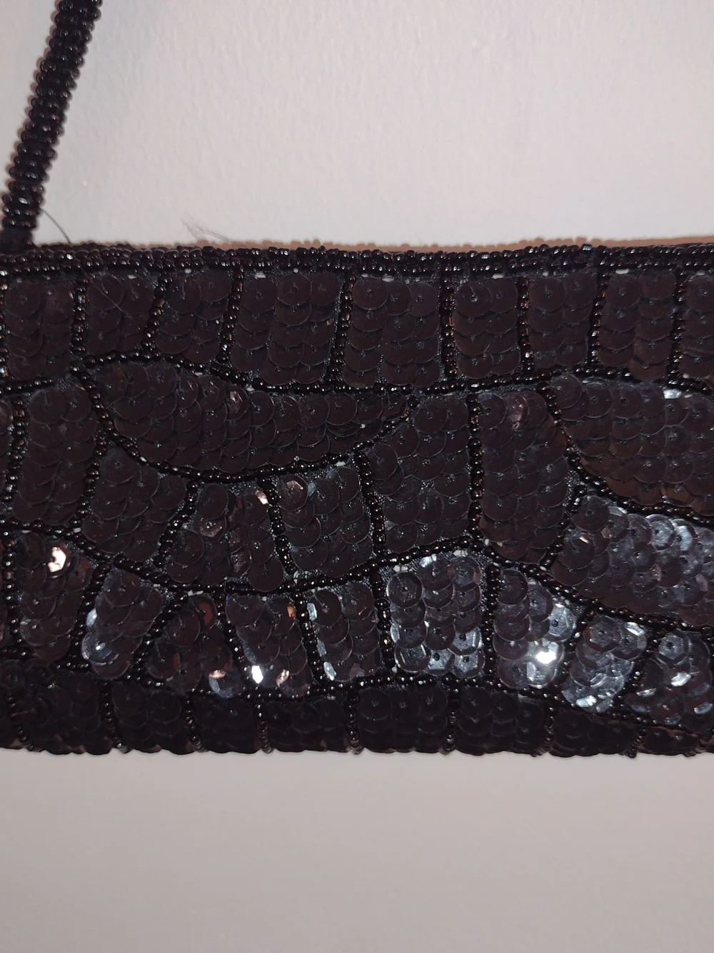 Bijoux Terner Black Beaded Sequin Shoulder Clutch